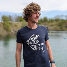 Load image into Gallery viewer, Swim Wild &amp; Free Men's Fish Logo Organic Tee