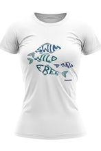 Load image into Gallery viewer, Swim Wild &amp; Free Women's Fish Logo Organic Tee