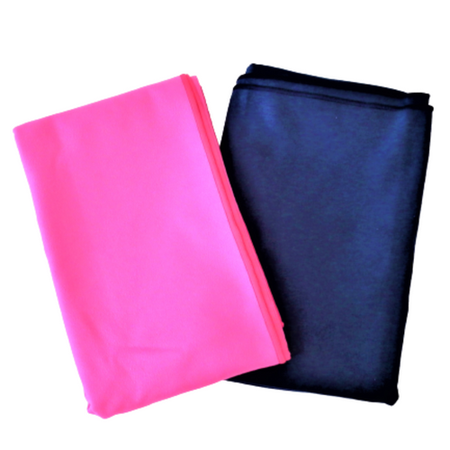 pink and navy microfibre towels