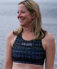 Load image into Gallery viewer, SELKIE TOKYO BIKINI TOP IN MIDNIGHT BLUE BUBBLE PRINT