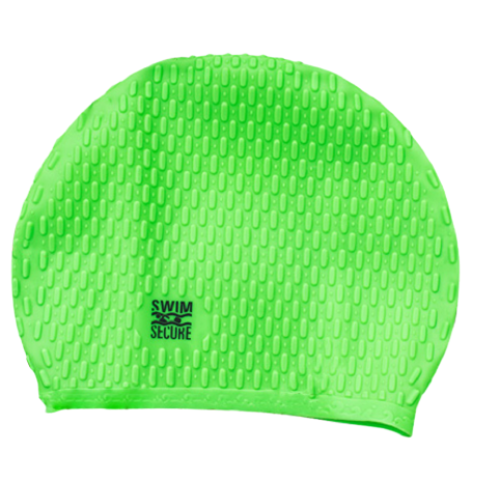 green bubble swim cap